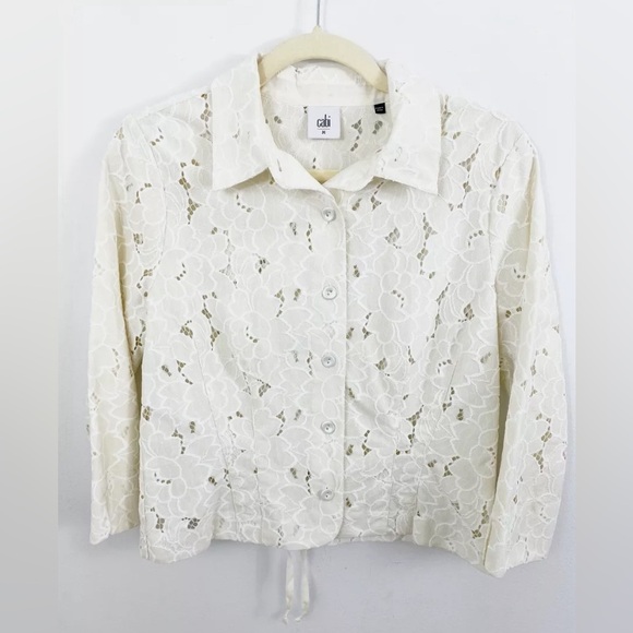 CAbi Jackets & Blazers - Cabi Ivory Floral Lace Portrait Jacket